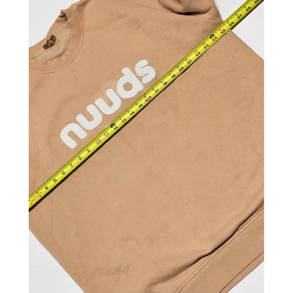 Nuuds Oversized Crewneck Sweatshirt Tan Sand Puff Print Logo XL EST 2022 - Picture 2 of 5